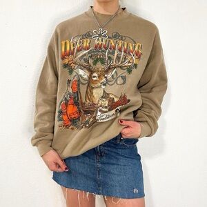 Deer hunting style graphic crewneck